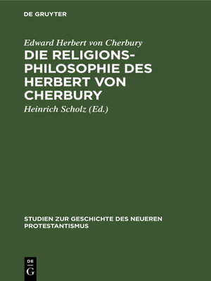 cover image of Die Religionsphilosophie des Herbert von Cherbury